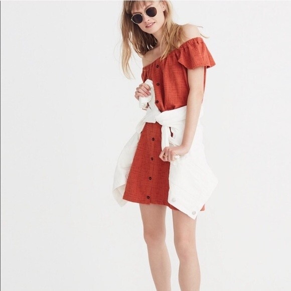 Madewell Texture & Thread Off-The-Shoulder Dress Size Medium - Picture 1 of 16